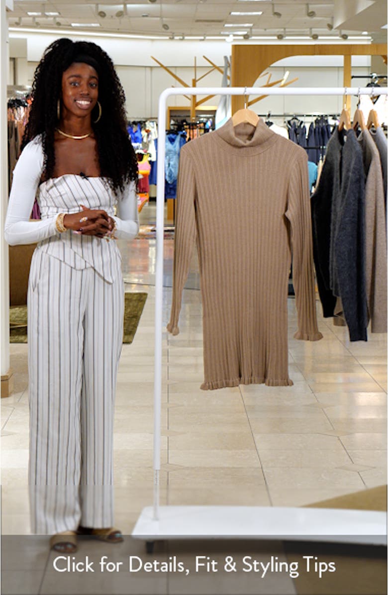 Long Sleeve Rib Turtleneck Sweater Minidress, sales video thumbnail