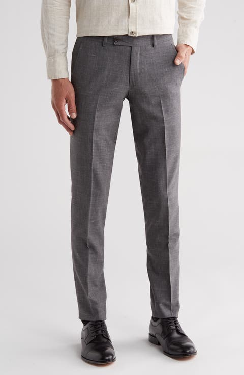 Jerome Soft Constructed Flat Front Wool & Silk Blend Dress Pants