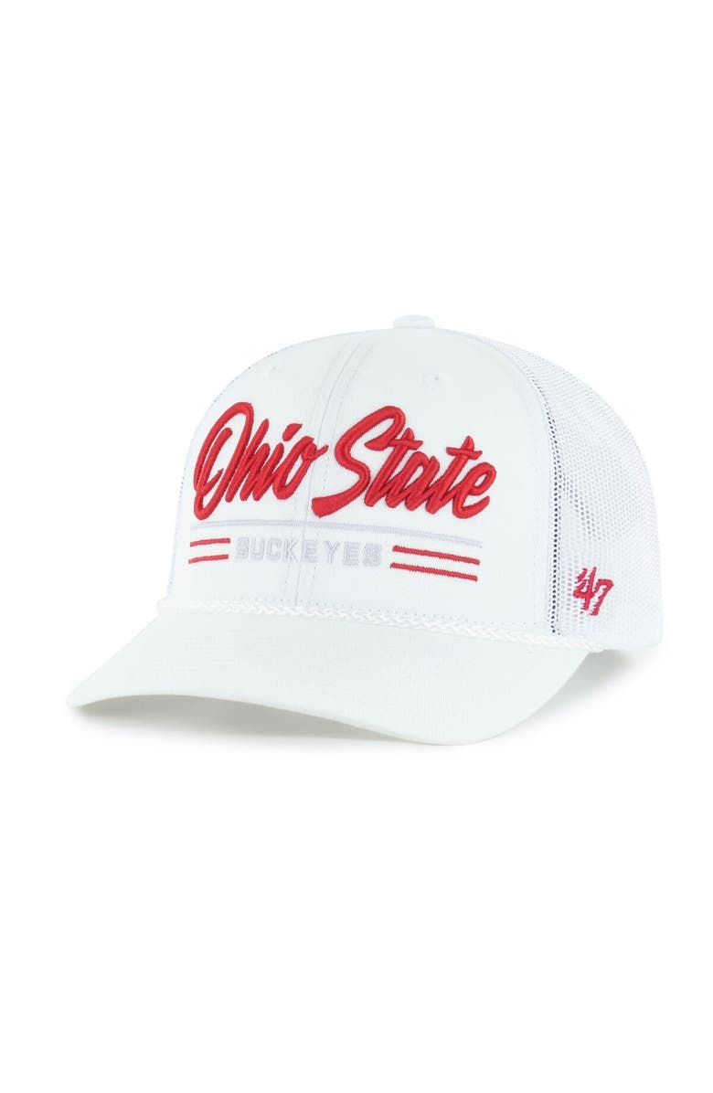 '47 Men's '47 White Ohio State Buckeyes Garner Rope Trucker Adjustable Hat, Main, color, 