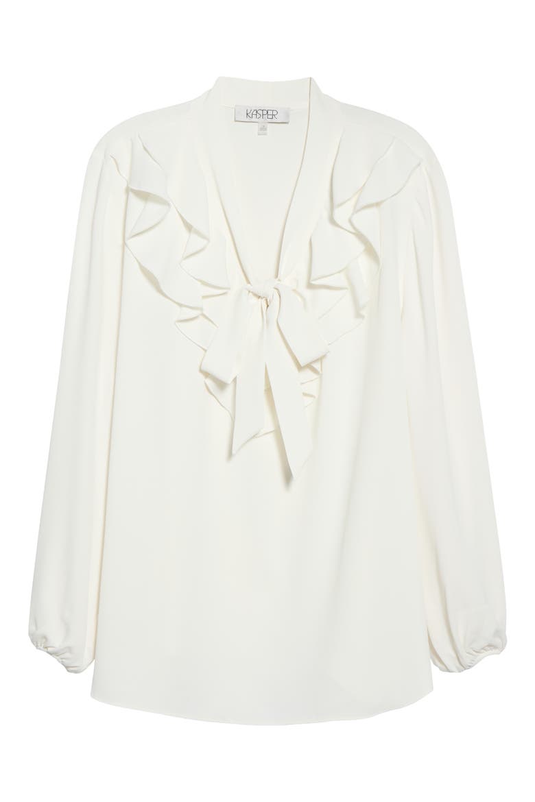 Ruffled Tie Front Long Sleeve Top, Main, color, VANILLA ICE