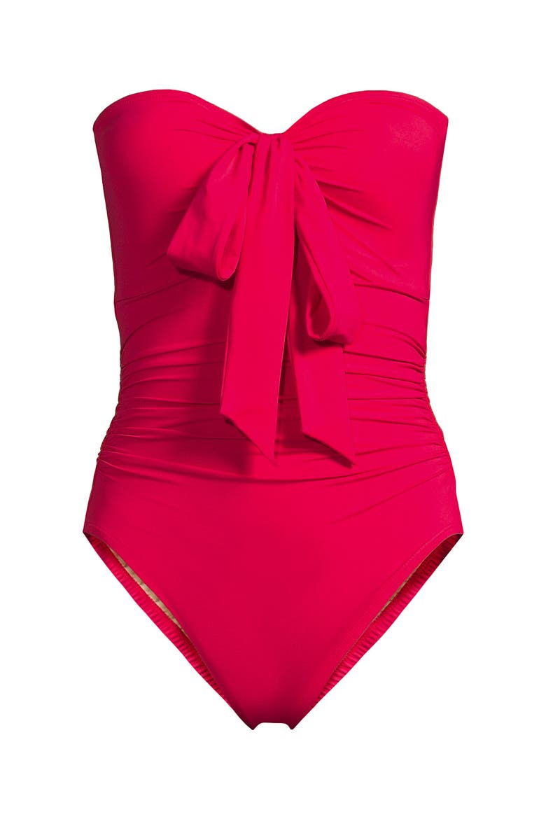 Slender Suit Multi-Way Bandeau High Leg One Piece Swimsuit, Alternate, color, Coral Ruby