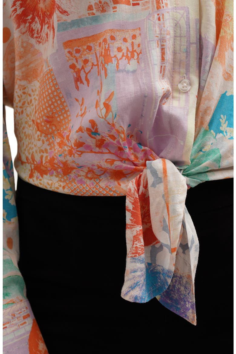 Long Sleeve Tie Front Button-Up Shirt, Alternate, color, JOSIE