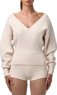 Naked Wardrobe V-Neck Ribbed Sweater