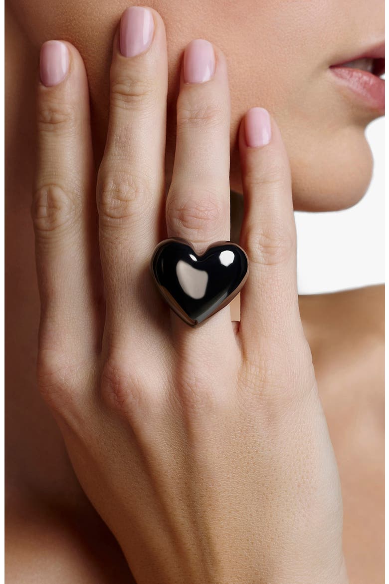 Puffy Heart Ring, Alternate, color, HEMATITE