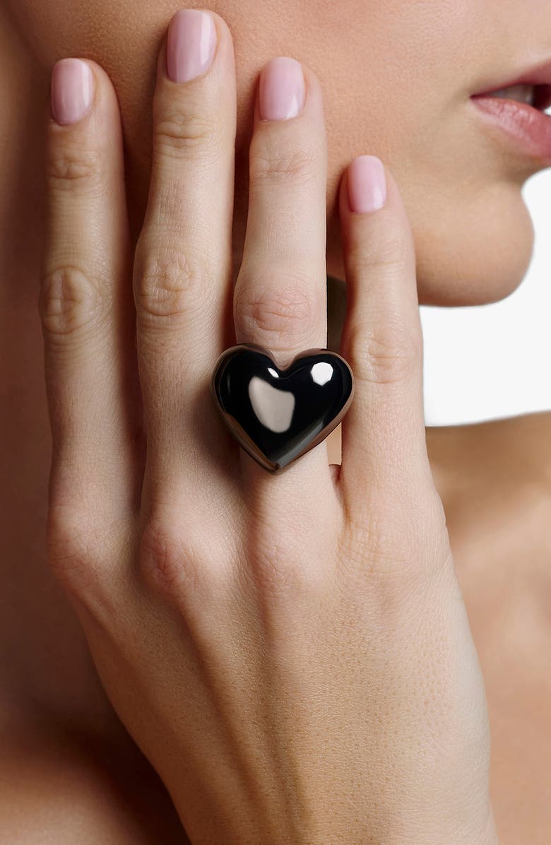 Jennifer Fisher Puffy Heart Ring, Alternate, color, Hematite
