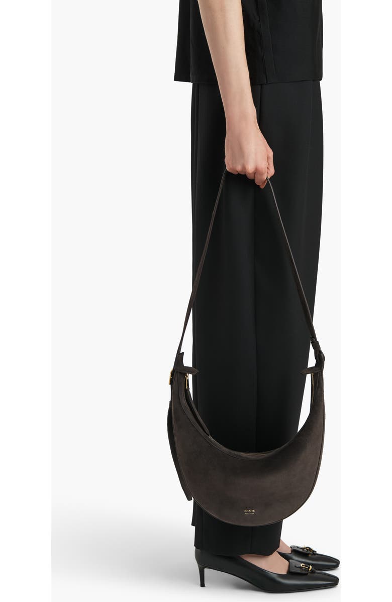 Khaite Small Augustina Suede Hobo Bag, Alternate, color, Dark Brown 950