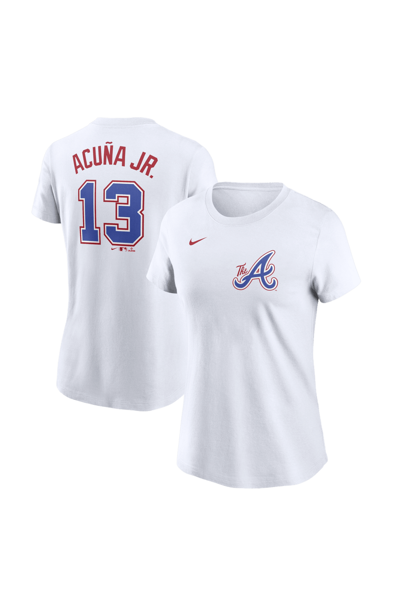 Nike Women's Nike Ronald Acuña Jr. White Atlanta Braves 2024 City Connect Fuse Name & Number T-Shirt, Main, color, 
