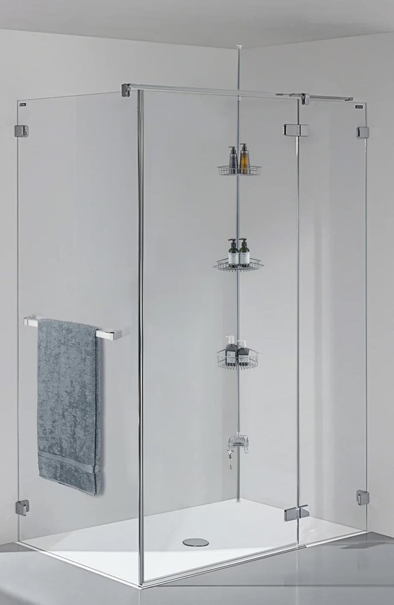 J AND V TEXTILES Rustproof Corner Shower Caddy, Alternate, color, Gray