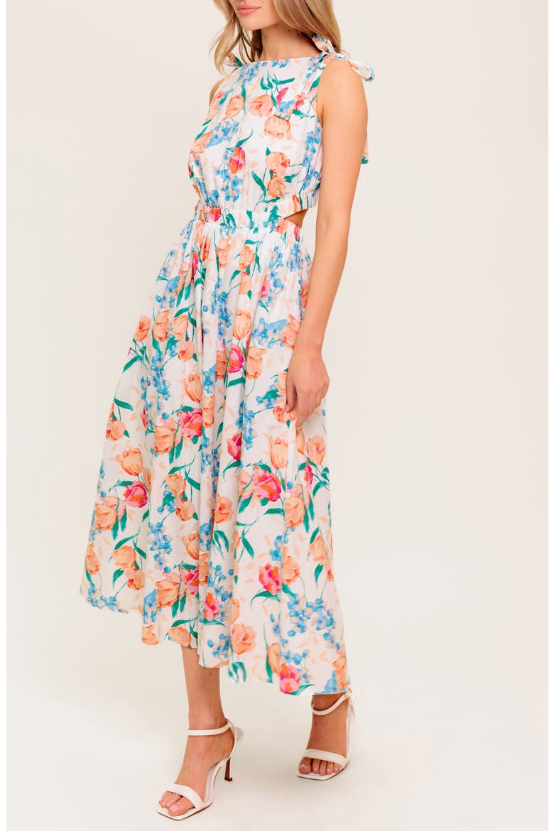 Tie Strap Fit & Flare Midi Dress, Alternate, color, IVORY