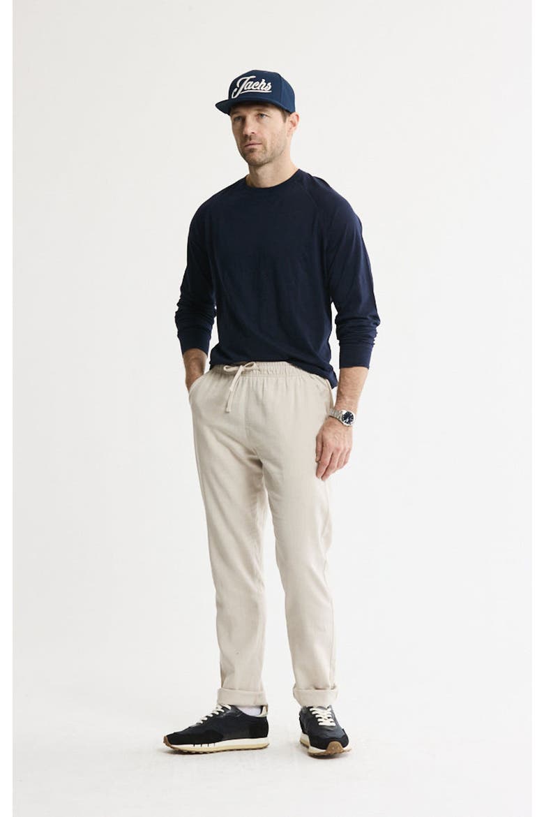 Linen Blend Drawstring Pants, Alternate, color, Stone
