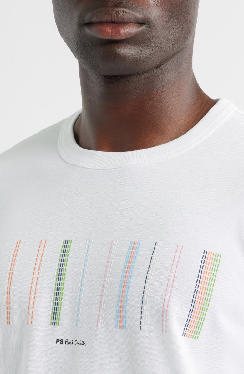 PS Paul Smith Casual Fit Stitch Stripe Organic Cotton Graphic T-Shirt, Alternate, color, White