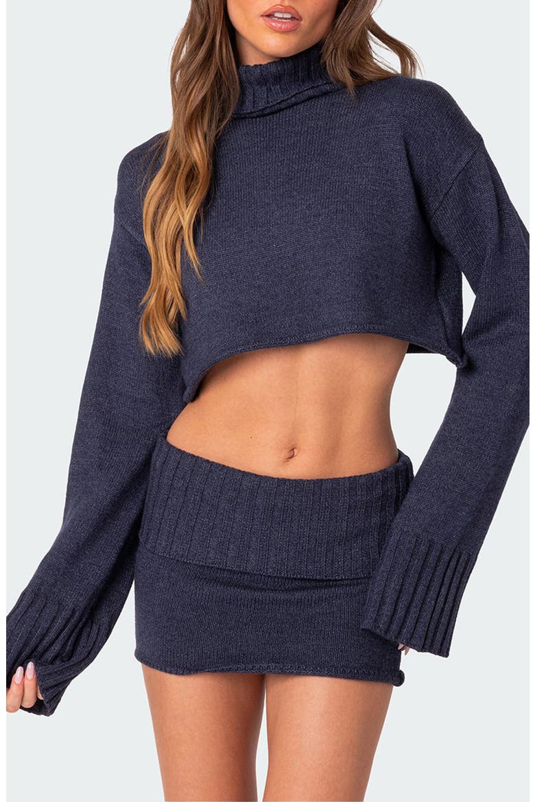 Gino Crop Turtleneck Sweater, Main, color, BLUE-MELANGE