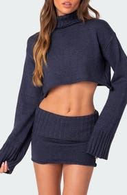 EDIKTED Gino Crop Turtleneck Sweater