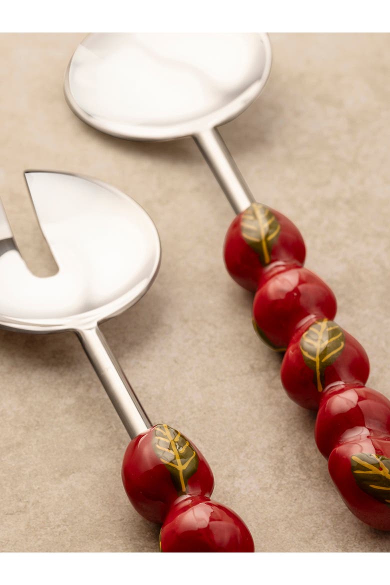 Very Berry Salad Servers, Alternate, color, Red & Silver