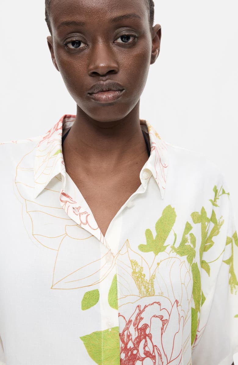 Desigual Floral Print Button-Up Shirt, Alternate, color,