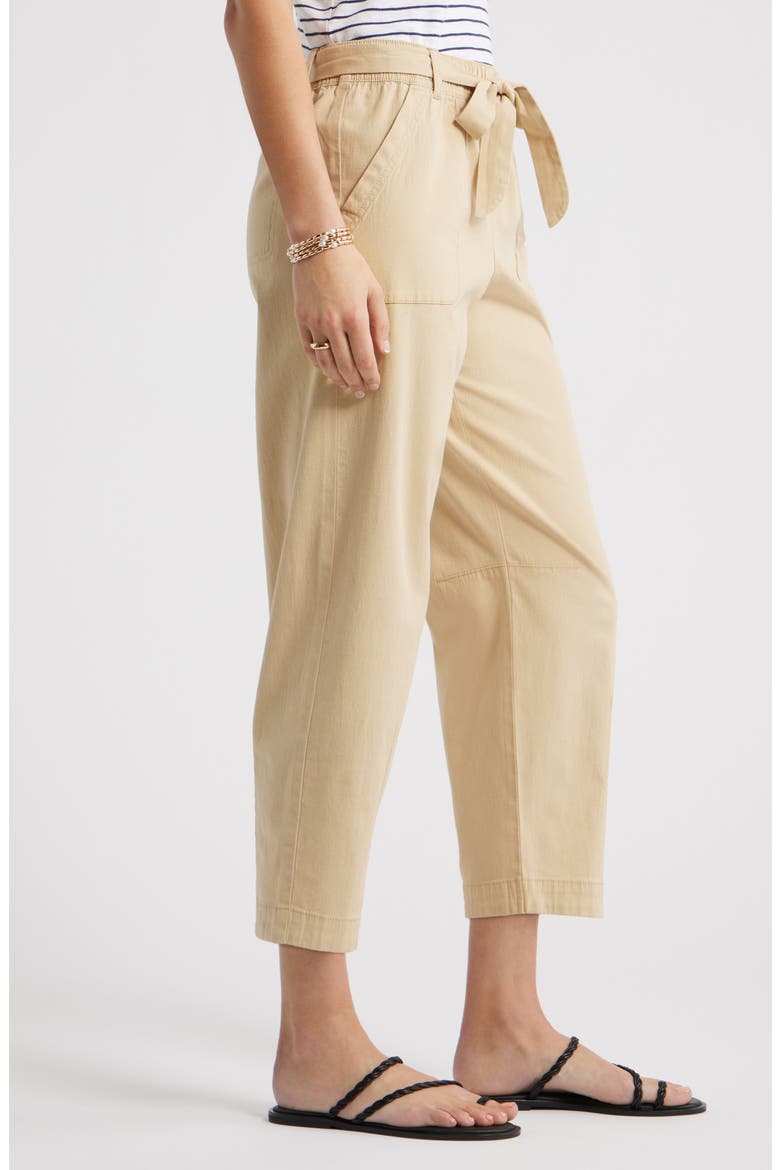 Tie Waist Tapered Leg Utility Pants, Alternate, color, TAN SHORE