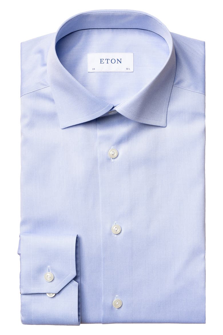 Slim Fit Cotton Twill Dress Shirt, Alternate, color, LIGHT PASTEL BLUE