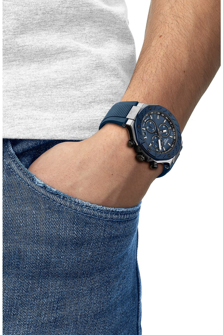 T-Race Chronograph Watch, 45mm, Alternate, color, BLUE