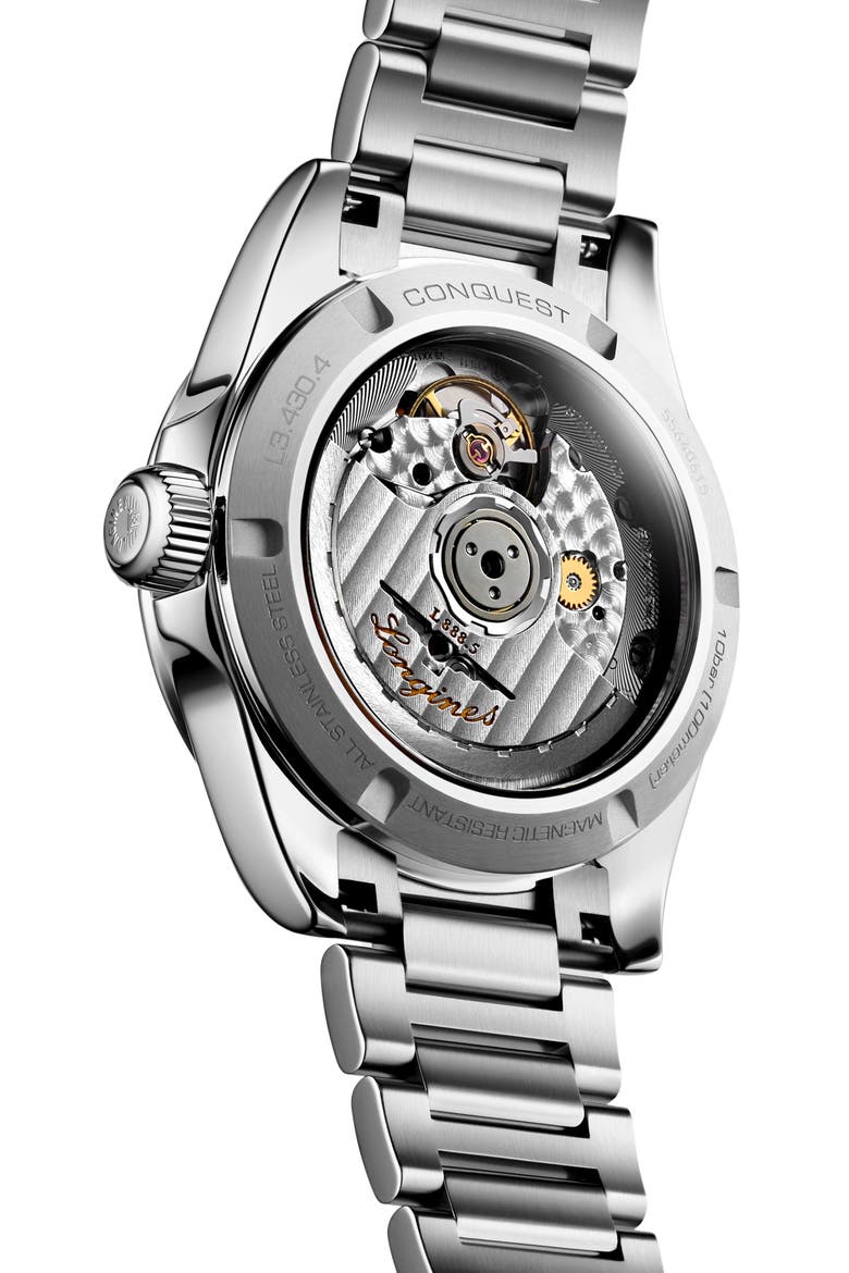 Conquest Automatic Bracelet Watch, 34mm, Alternate, color, CHAMPAGNE