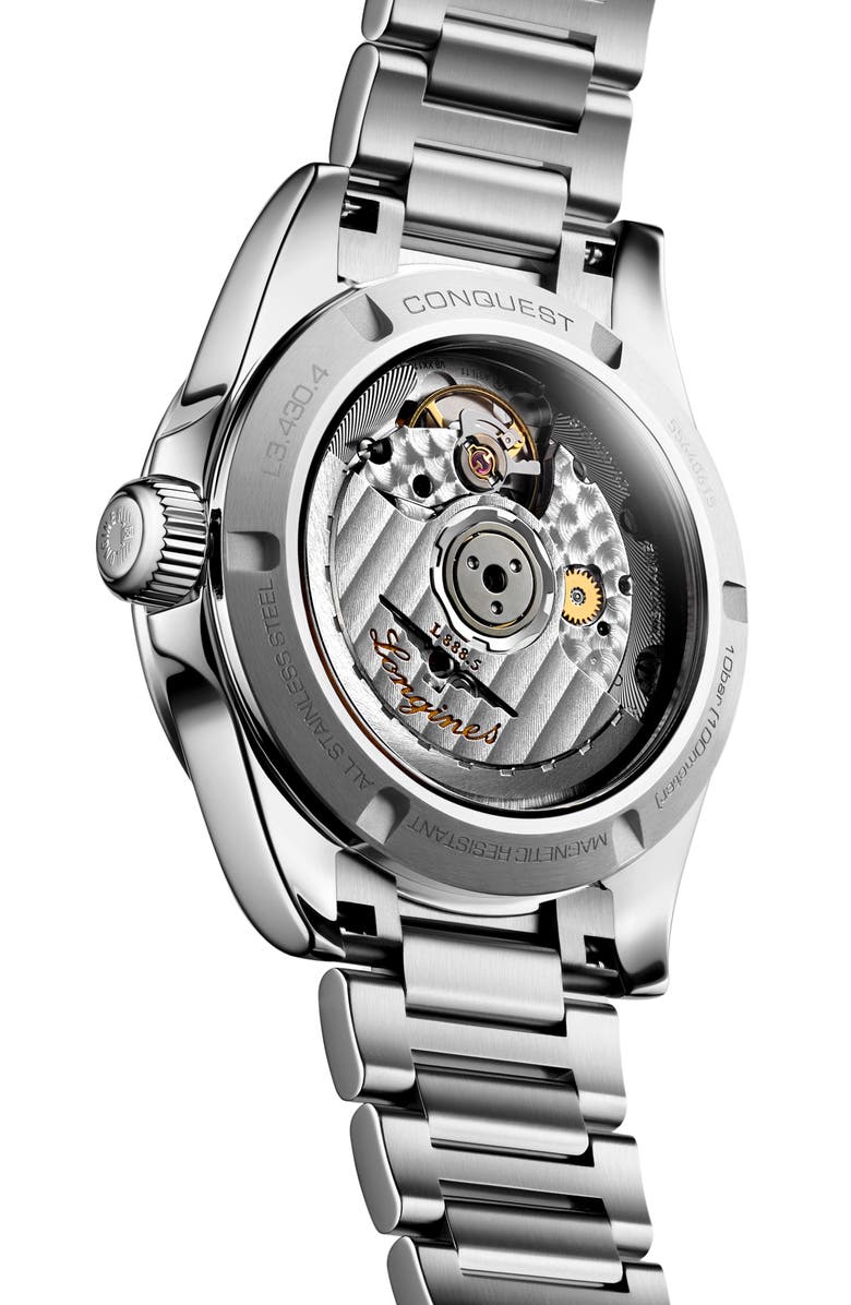 Longines Conquest Automatic Bracelet Watch, 34mm, Alternate, color, Silver/ Champagne