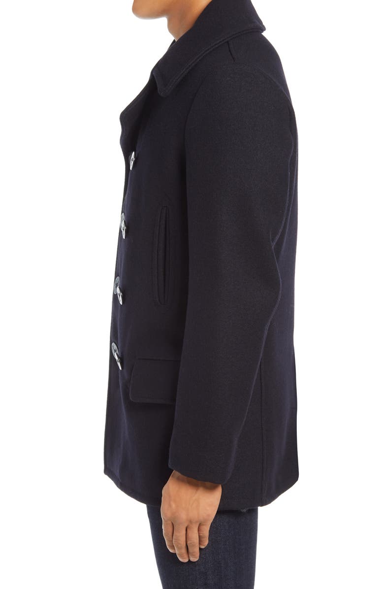 Schott NYC Melton Wool Blend Peacoat, Alternate, color, 