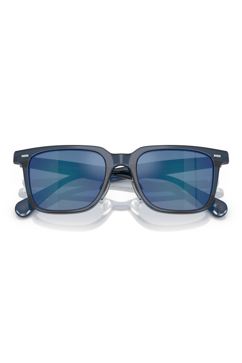 52mm Rectangular Polarized Sunglasses, Alternate, color, ASH BLUE/ MARINE FLASH MIRROR