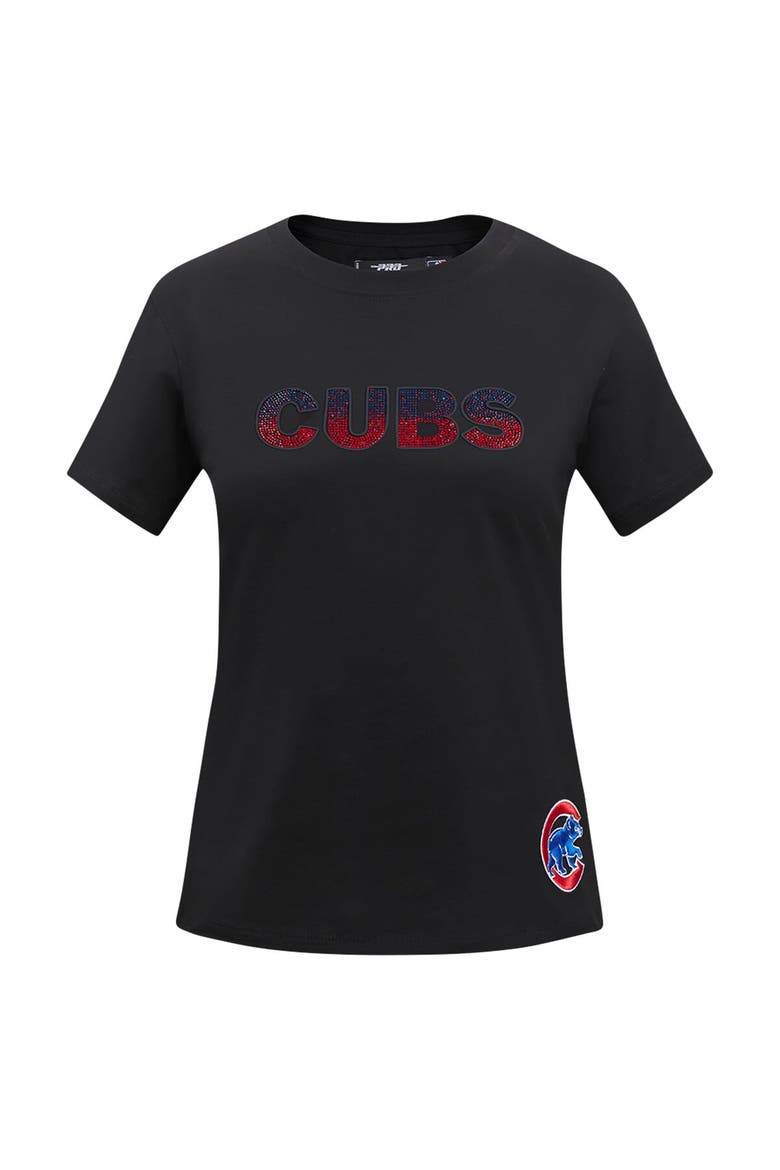Women's Pro Standard  Black Chicago Cubs Rhinestone Slim Fit T-Shirt, Alternate, color, Black