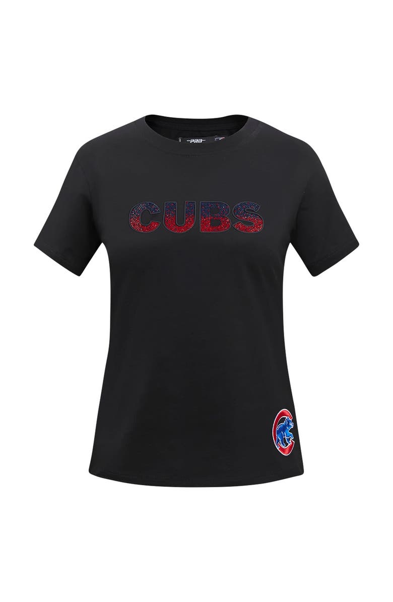 PRO STANDARD Women's Pro Standard Black Chicago Cubs Rhinestone Slim Fit T-Shirt, Alternate, color, Black