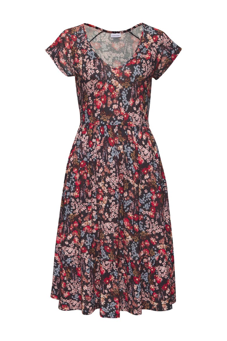 V-Neck Flounce Dress, Alternate, color, Red Printed