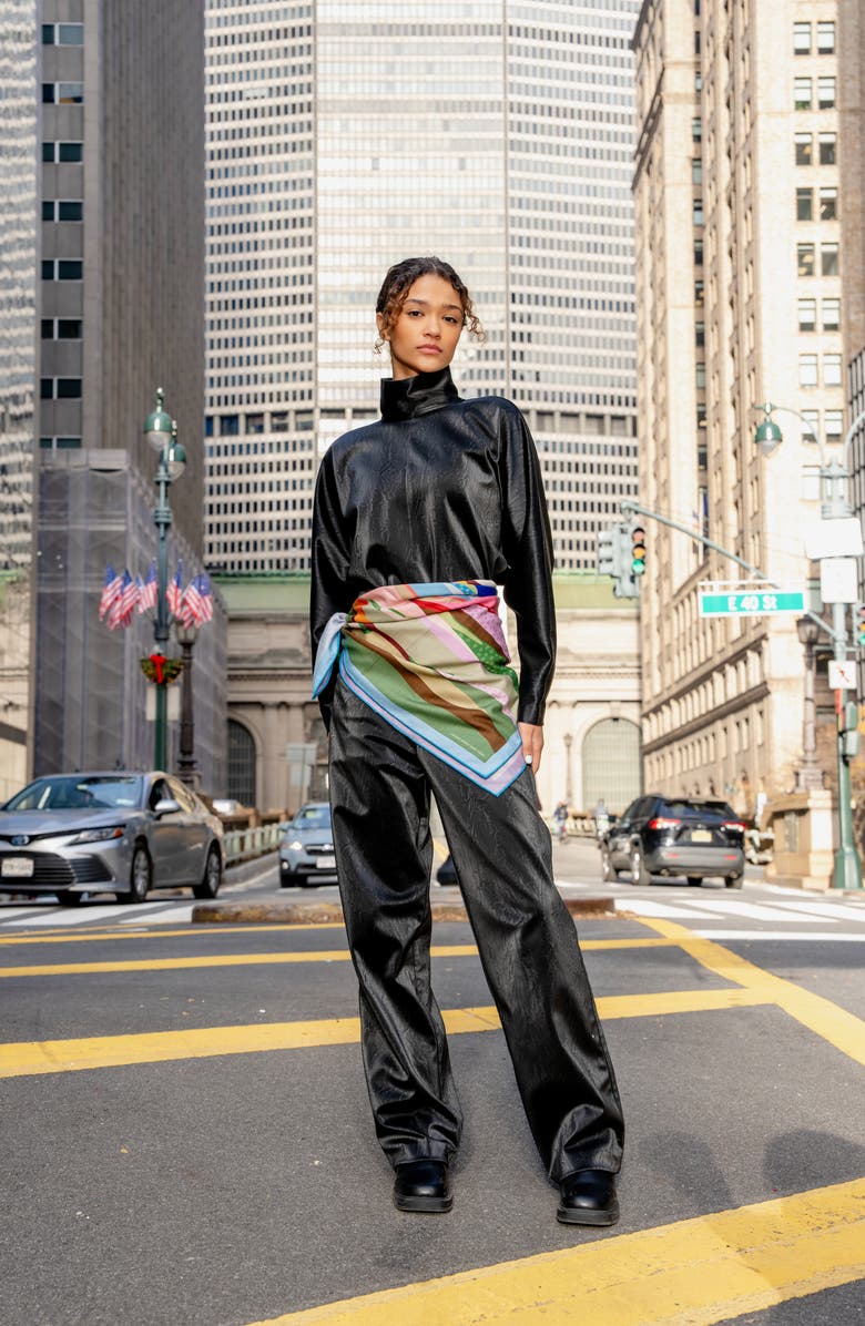 Jessie Zhao New York Double Sided Wool Silk Scarf Of Ocean Breeze, Alternate, color, Blue