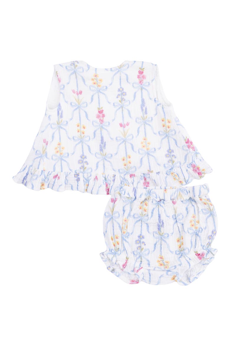 Ribbon Bouquet Organic Cotton Dress & Bloomers Set, Main, color, IVORY