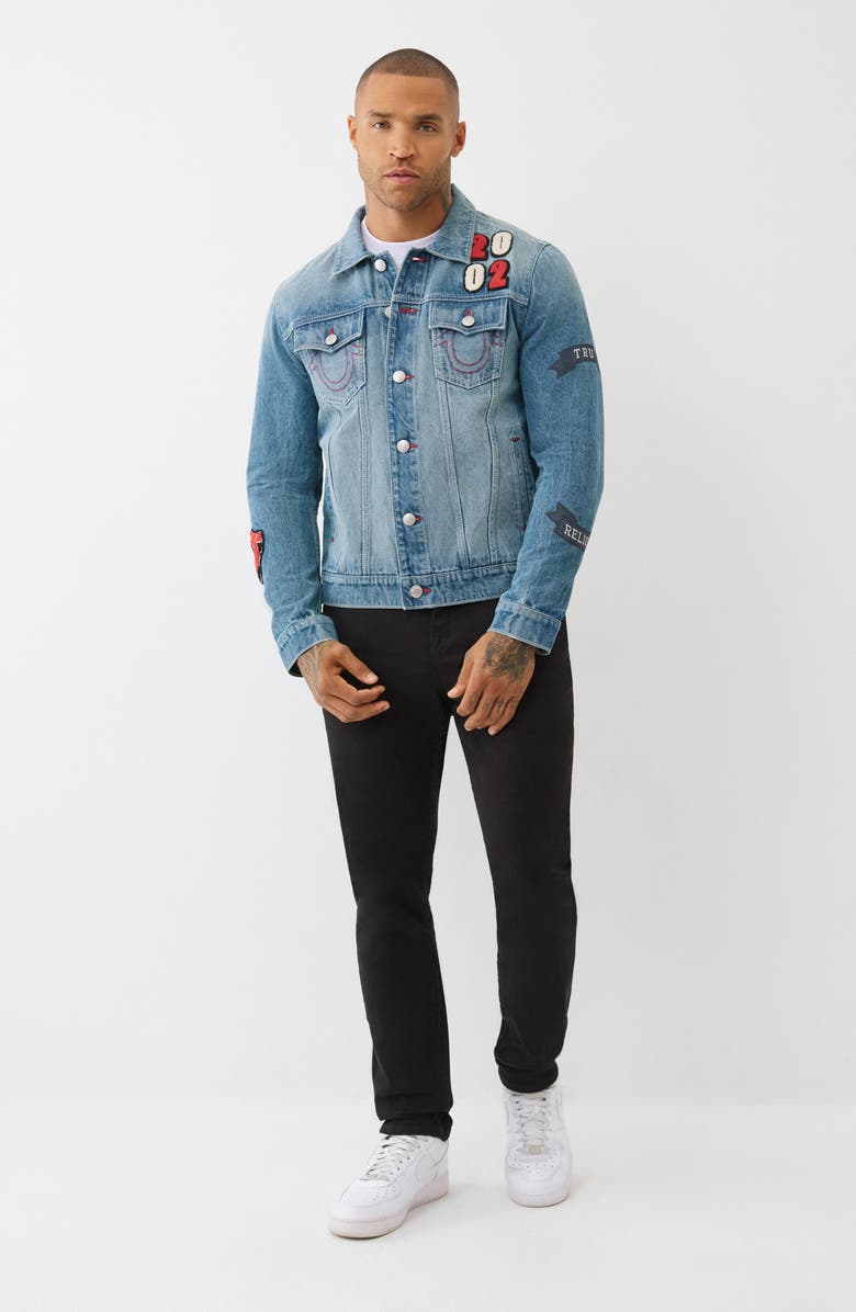 True Religion Jessie Patch Denim Jacket, Alternate, color, Light Autumn Walk Wash