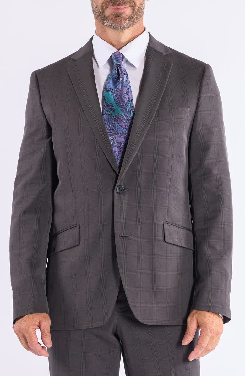 SAVILE ROW CO Hoxton Charcoal Plaid Notch Lapel Suit, Alternate, color, Grey