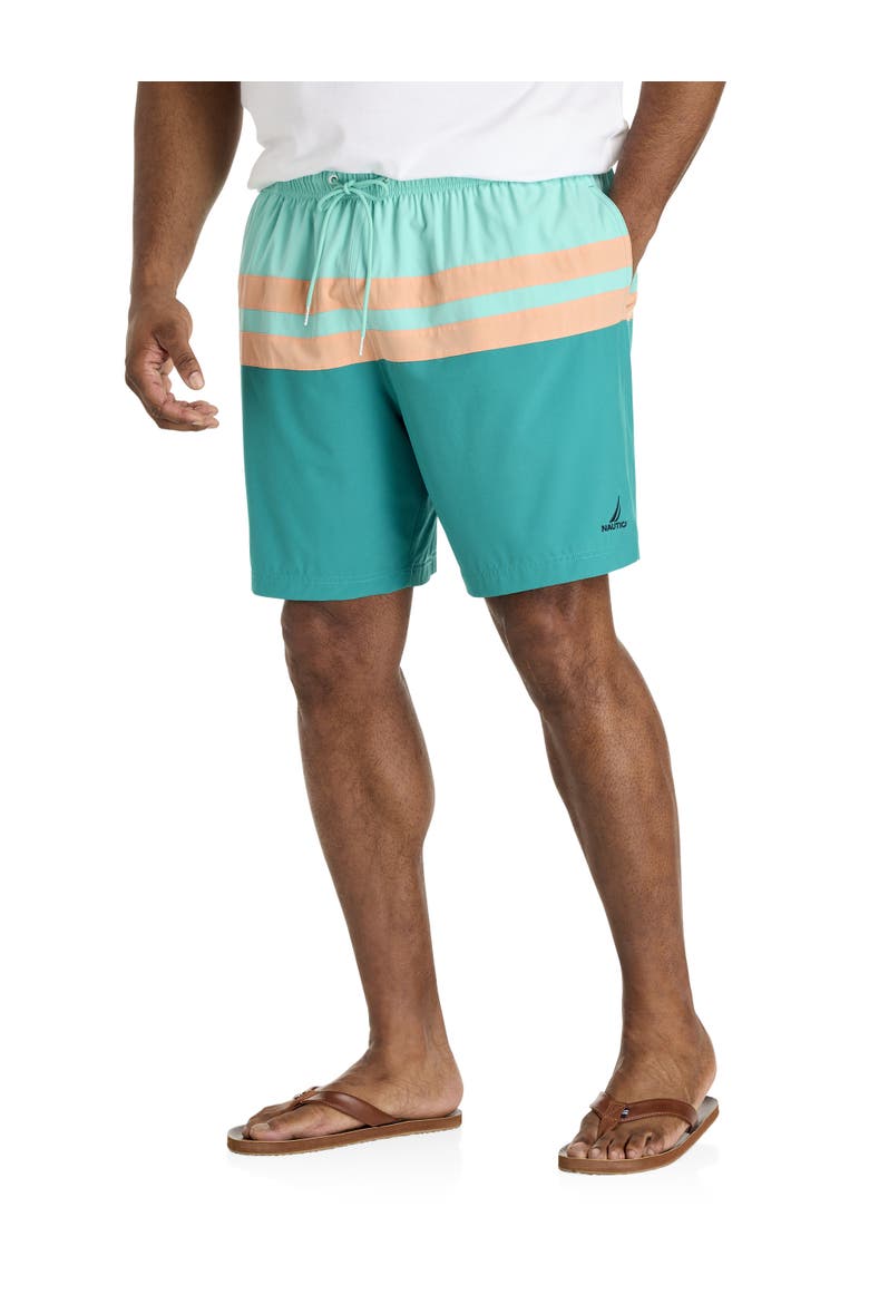 Big & Tall Colorblocked Striped Board Shorts, Main, color, POOLSDAQUA