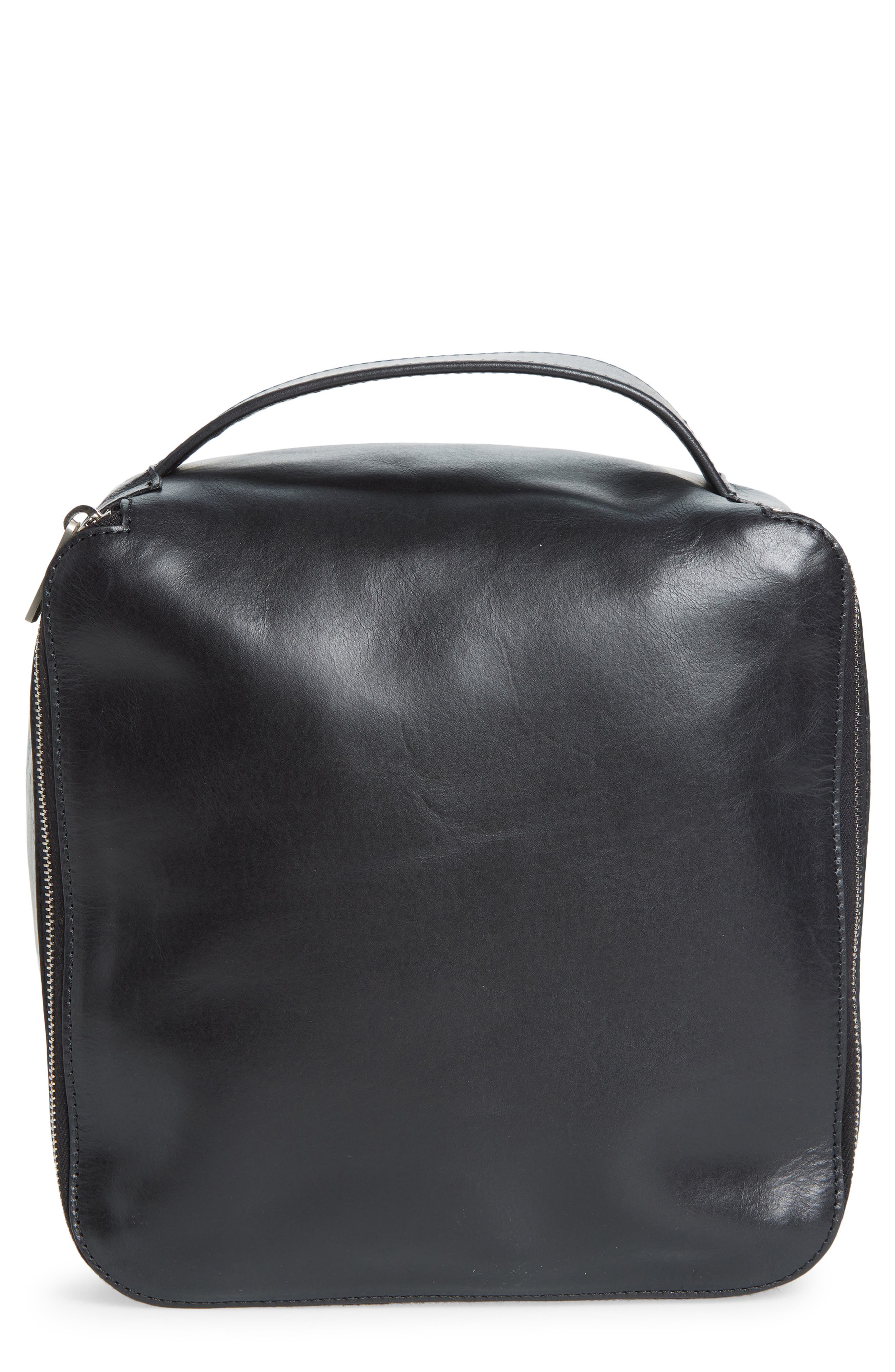 Rick Owens Large Calfskin Leather Toiletries Bag, Main, color, 