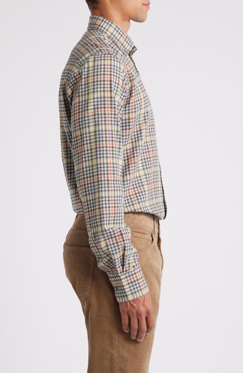 Scott Barber Lightweight Mixed Check Cotton Twill Button-Down Shirt, Alternate, color, 