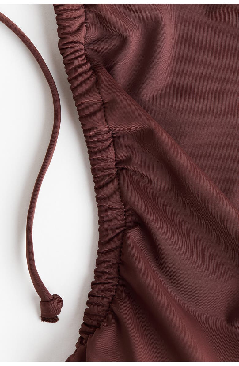 H&M Padded-cup High Leg Swimsuit, Alternate, color, Dark Brown