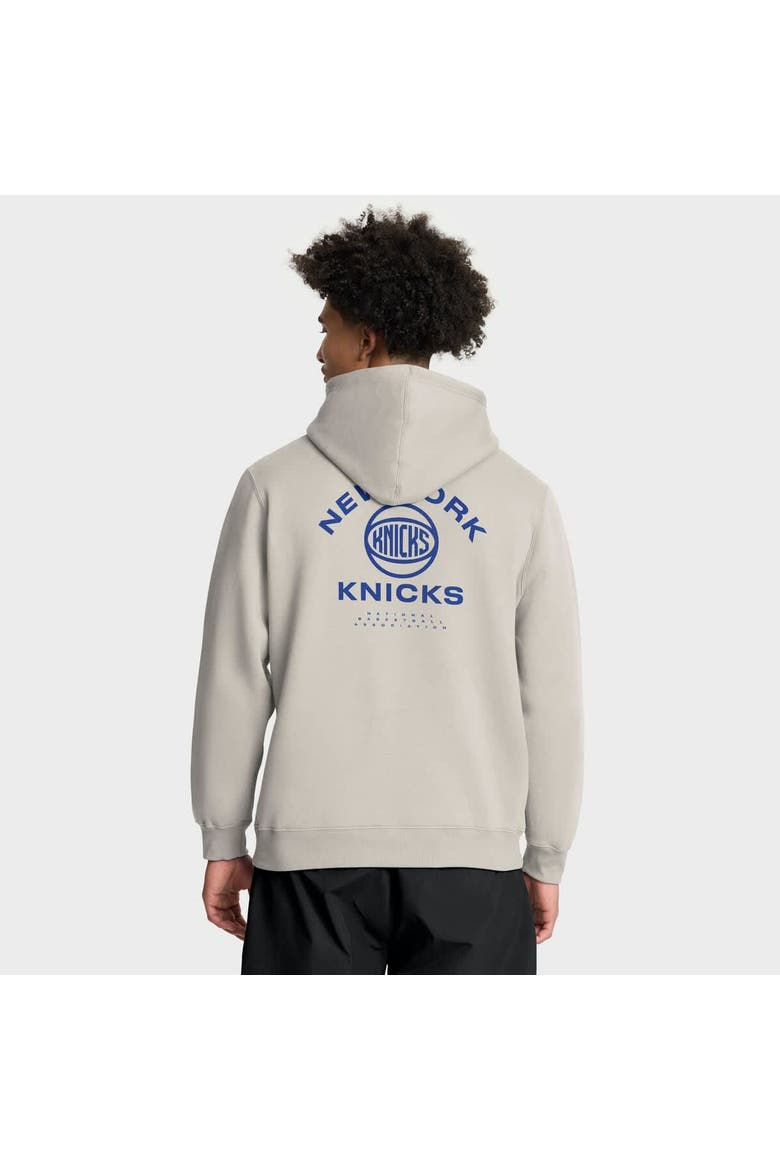 Men's Fanatics Off White New York Knicks Crossover Collection Blocked Shot Premium Pullover Hoodie, Alternate, color, Cream