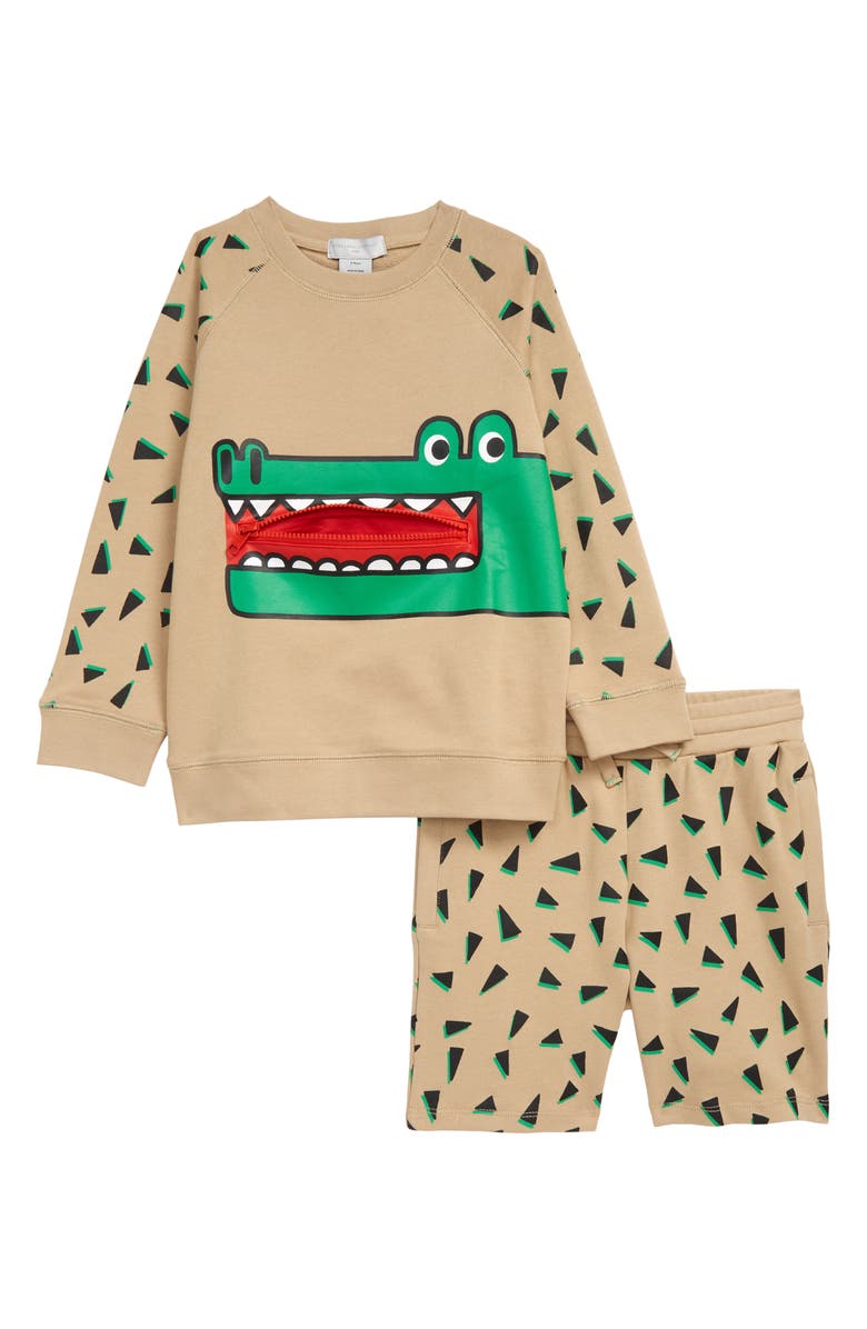 Stella McCartney Kids Kids' Croco Graphic Sweatshirt & Sweat Shorts Set, Alternate, color, 