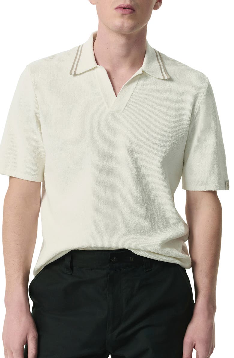 rag & bone Johnny Toweling Rib Polo, Main, color, Ivory