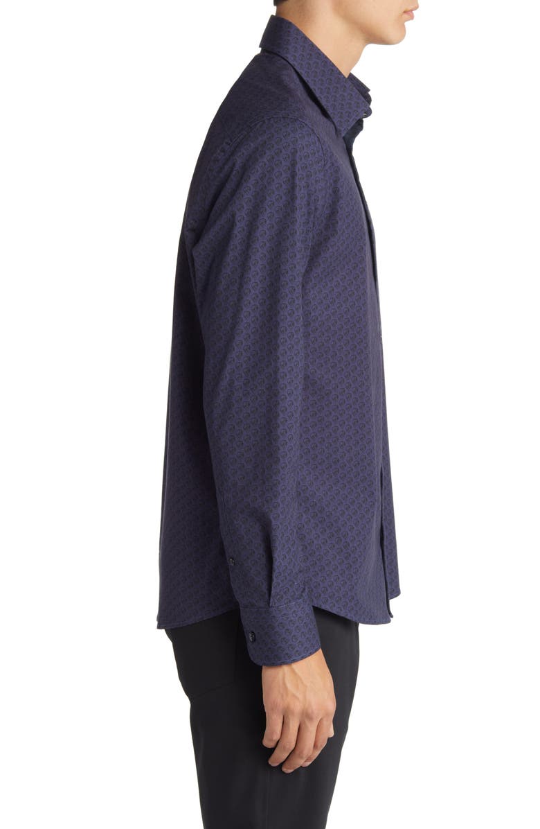 Stone Rose Men's Skull Print Stretch Cotton Button-Up Shirt, Alternate, color,