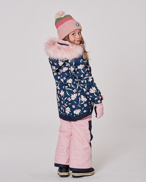 Deux Par Deux Two-piece Play Snowsuit Flower In Pink