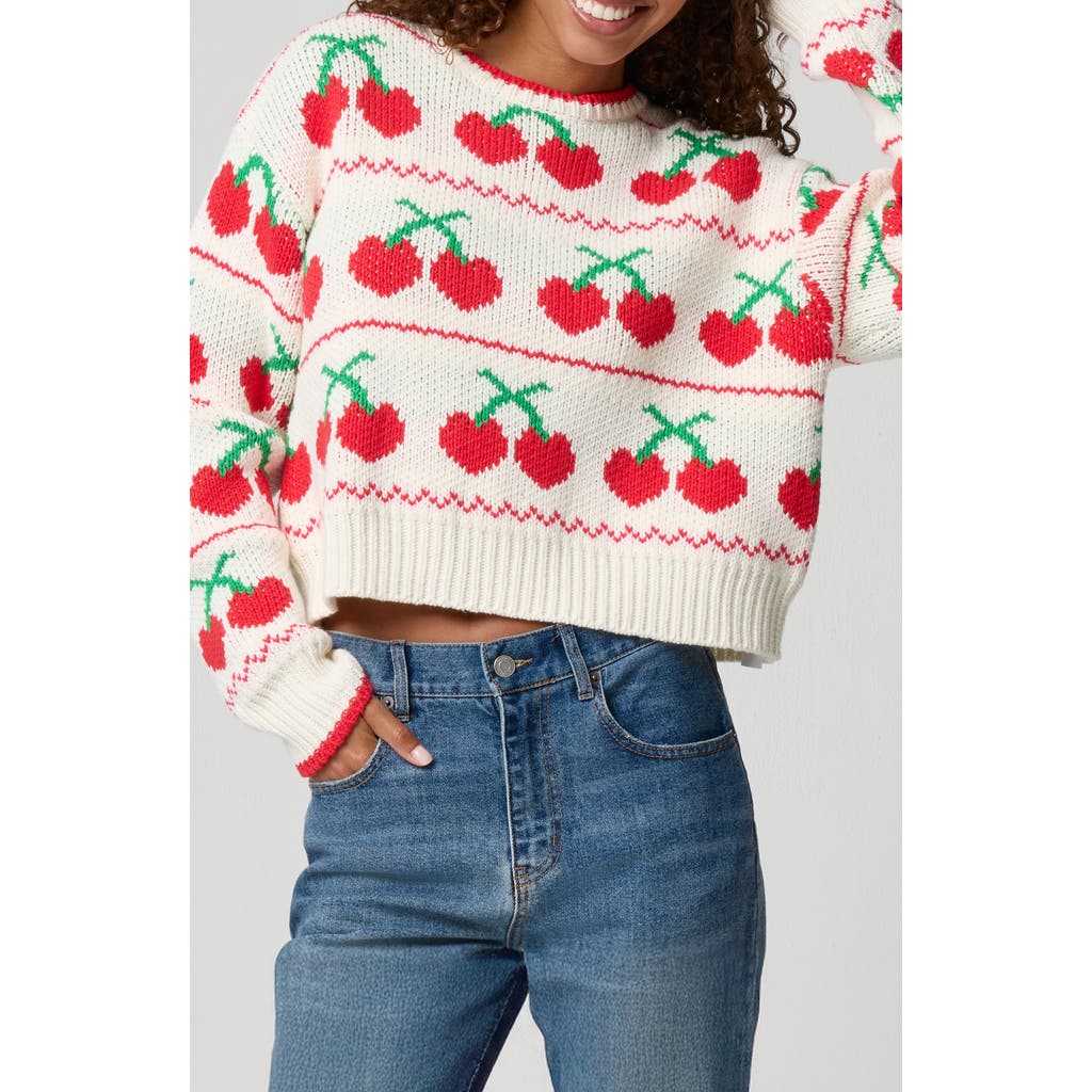 Florence By Mills Cherry Crewneck Crop Sweater In Multi