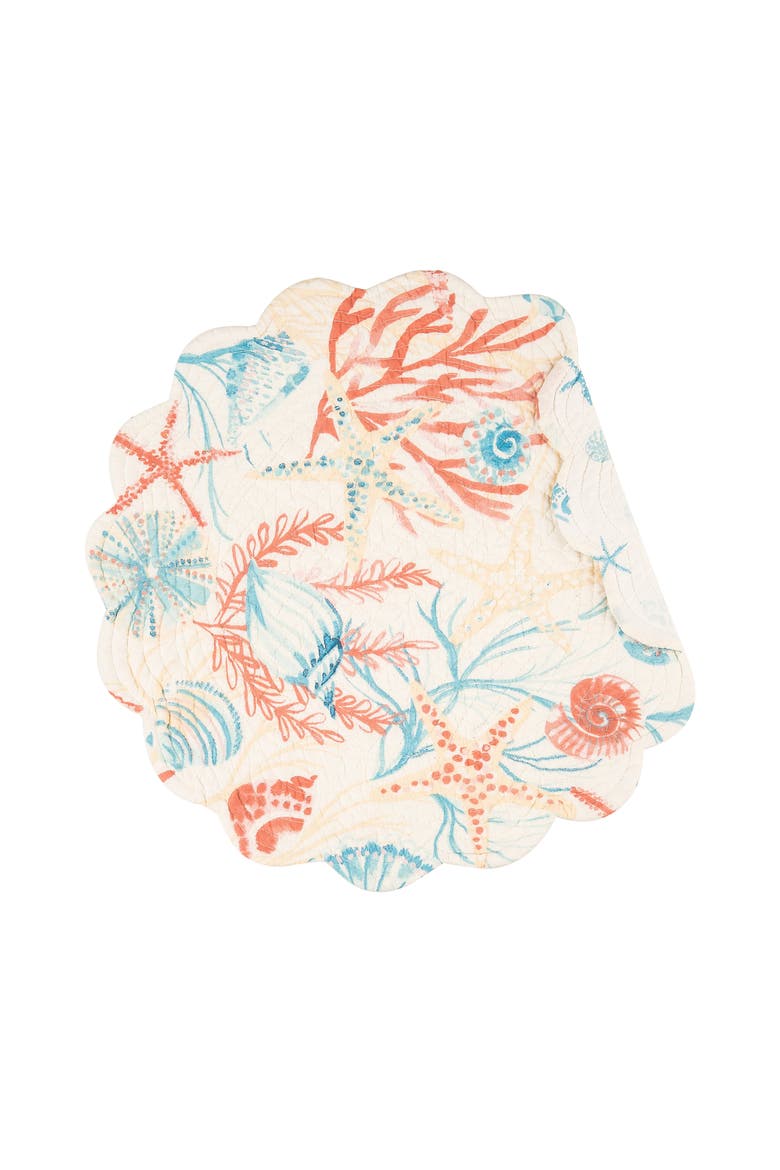 Shelly Shores Round Placemat, Set of 6, 17" Decor, Main, color, Orange