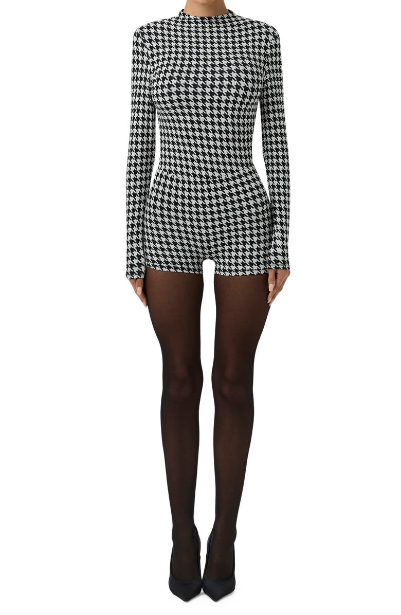 Naked Wardrobe Naked Houndstooth Check Hot Shorts, Alternate, color, Houndstooth Black/ White