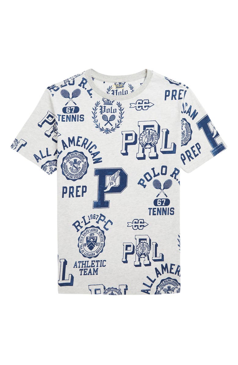 Polo Ralph Lauren Kids' Allover Logo Print T-Shirt, Main, color, 
