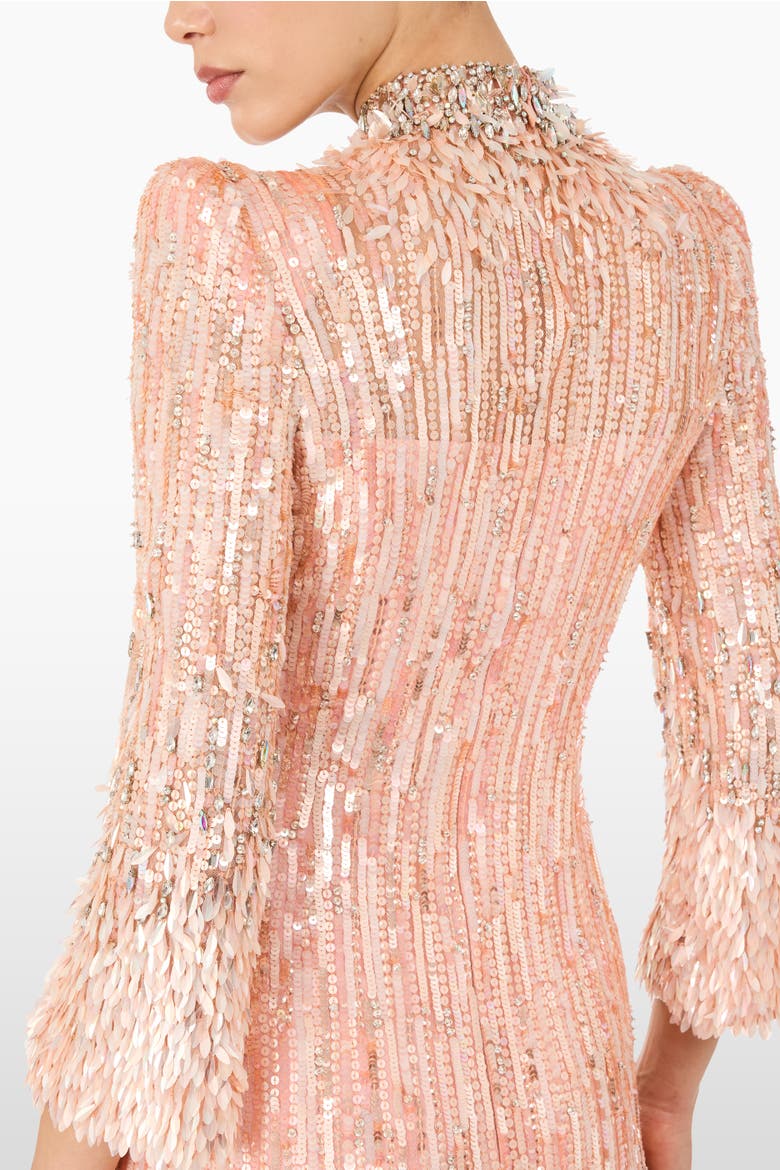 Memphis Sequin-Embellished Maxi Dress, Alternate, color, Peach Fizz