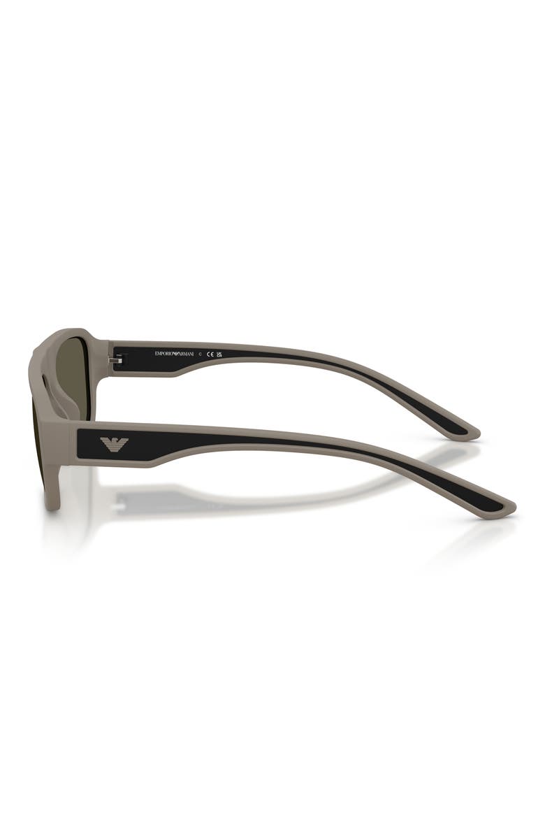 55mm Rectangle Sunglasses, Alternate, color, RUBBERIZED MATTE BROWN / GREY