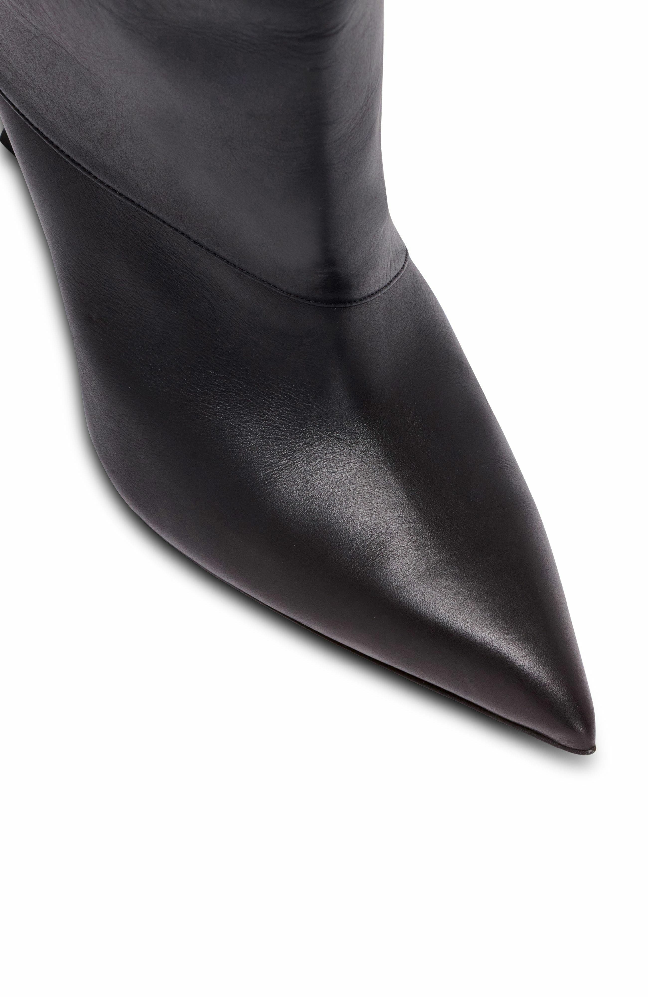 Balmain Twist Heeled Leather Boots, Alternate, color, Black