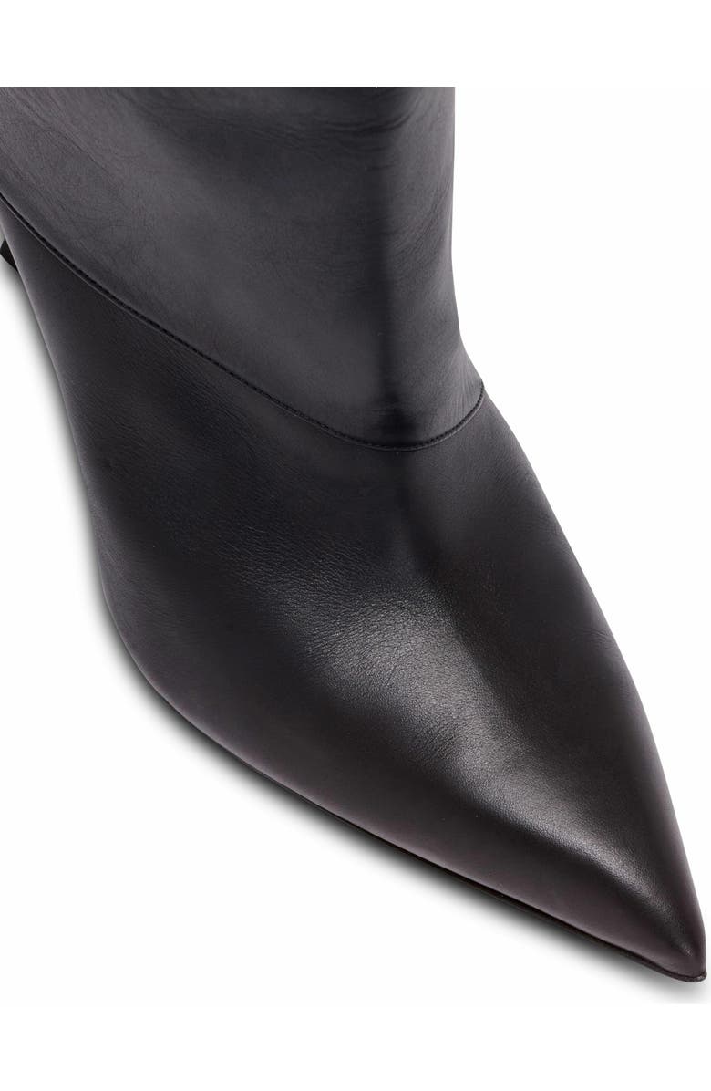Balmain Twist Heeled Leather Boots, Alternate, color, Black